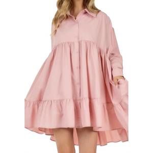 NEW CQBYCQ long sleeve loose dress in blush